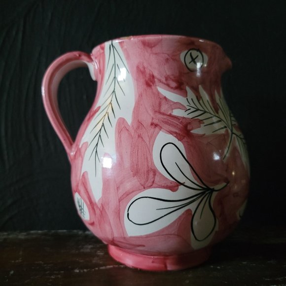 Vintage Made in Italy Pitcher with Bull and Flowers, Hand-Painted *Chips - Picture 3 of 10